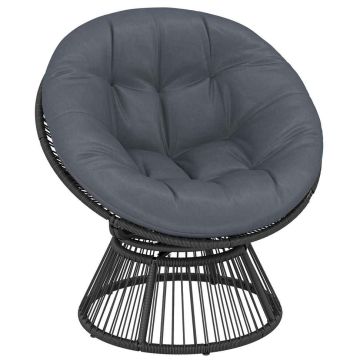 Kääntyvä “Papasan”-nojatuoli, tyynyllä, Harmaa, 93 × 87 × 81 cm