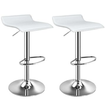 Swivel bar stools, 2 pcs., with footrest, white, height 66–86 cm