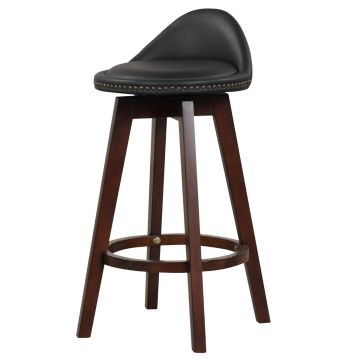 Set of 2 Swivel Bar Stools, Black/Brown, 41.91 × 87.63 × 45.72 cm