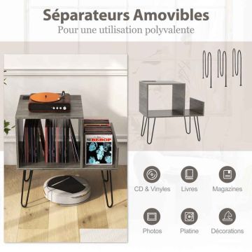 Turntable stand, 2-tier, Grey, 66 × 67 × 45 cm