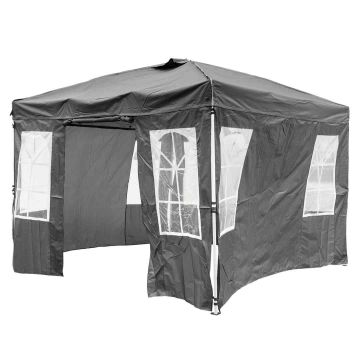 Arbour, 4 removable side panels, Grey, 300 × 300 × 259–279 cm