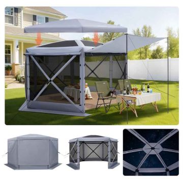 Huvimajatelt­ta VEVOR FY12X12Smoky Gray-6, 6 seinää, Harmaa, 3,6 × 3,6 × 2,2 m