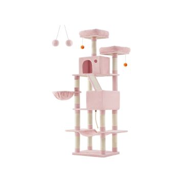 Kissan raapimapuu 111x58,5x206cm, musta/pinkki