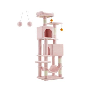 Kissan raapimapuu 52,3x78,3x155cm, beige/pinkki