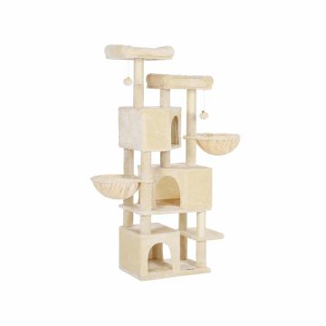 Kissan raapimapuu 164 cm korkea, 3 raapimakuppia, beige