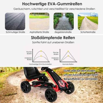 Poljettava lasten kartingauto, 3–8-vuotiaille, Musta, 94 × 57,2 × 59,7 cm