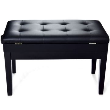 Piano chair, Adjustable height, Black, 75 × 46–54.5 × 35 cm