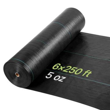 Rikkakasvien torjuntakangas VEVOR 6 * 250FT168, Musta, 1,8 × 76,2 m