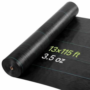 Rikkakasvien torjuntakangas VEVOR 13 * 115FT100, Musta, 4 × 35,1 m
