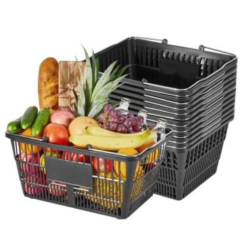 Комплект покупательских корзин VEVOR LB-B012-6, 12 шт., 21 л, Чёрные, 44 × 48 × 33 см