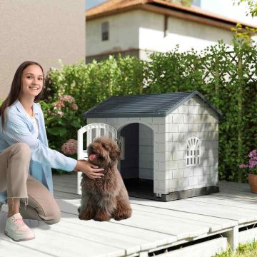 Plastic dog enclosure, 3 windows, 75 × 65 × 58 cm