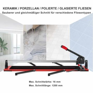 Tile cutter, 0–60°, 143.5 × 22.9 × 22.9 cm