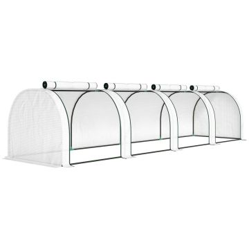 Polyeteenikasvihuone, 4 ovea, 395 × 100 × 80 cm