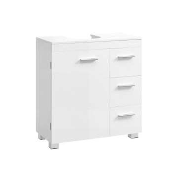 VASAGLE washbasin cabinet, 3 drawers, 2 compartments, White, 60 × 64 × 30 cm