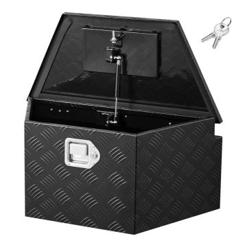 Perävaunun vetopuomilaatikko VEVOR TB09-1B, Lukolla, Musta, 66 × 33 × 30,5 cm