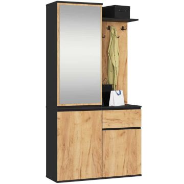 Eteisen kalustesarja AKORD Furniture Factory ENTRO, musta/tammen värinen, 95 × 183 × 35 cm
