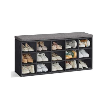 Hallway shoe bench VASAGLE LHS15WT, 15 compartments, white/gray, 105 × 48 × 30 cm