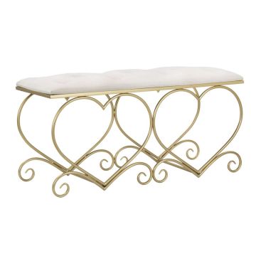 Heart Hallway Bench, Gold and Beige, 105 × 51.5 × 37.5 cm