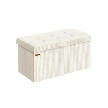 Prieškambario suoliukas SONGMICS, su daiktadėže, 89 l, Balta, 76 × 38 × 38 cm