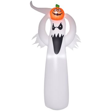 Puhallettava halloween-koriste Aosom 844-235V90, LED-valolla, Valkoinen/oranssi, 80 × 180 × 40 cm