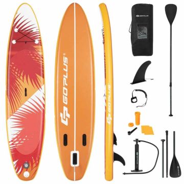 Inflatable paddle board, 3 removable fins, Orange/Red