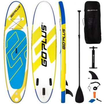 Inflatable paddle board, with accessories, Yellow/blue, 305 × 75 × 17 cm