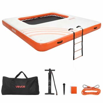Täytettävä kelluva alusta VEVOR RDM305R, tikkaat, pumppu ja laukku, valkoinen/oranssi, 3,05 × 3,05 × 0,15 m
