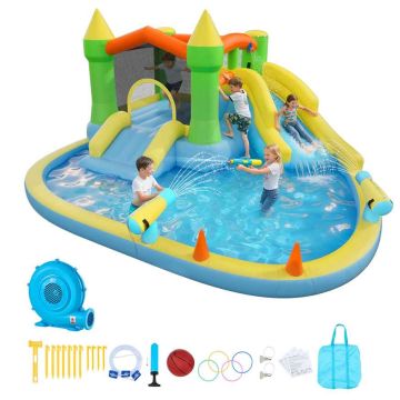 Надувной игровой комплекс VEVOR 82004, Батут, водная горка, Разноцветный, 3820 × 3980 × 1970 мм