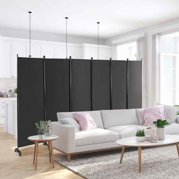 Privacy partition, 6 panels, 14 casters, 132 × 12 × 68 inches
