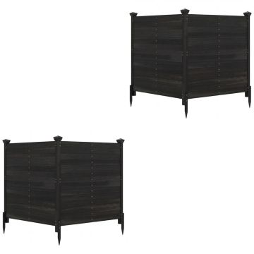 Privacy fence, 2 panels, 3 posts, Black, 119 × 119 × 115.5 cm