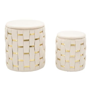 Shanty poufs, 2 pcs, Sand/gold, Ø 37 × 42 cm – Ø 28 × 35 cm