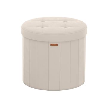 SONGMICS-rahi, Pyöreä kokoontaitettava säilytystilalla, Beige, Ø 46 × 45 cm