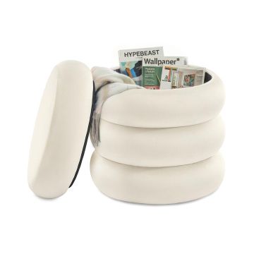 SONGMICS LOM018LH01 Pouf, With Storage Box, Ø 43 × 47 cm