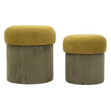 Aspen pouf set, 2 pcs, Green, Ø 42 × 44 cm and Ø 35 × 37 cm