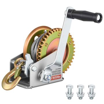 Veneen käsivinssi VEVOR HW1200A, 10 m:n teräsvaijeri, 27,5 × 25 × 15,5 cm