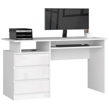Письменный стол AkordV2 CLP, 3 ящика, Белый, 135 × 77 × 60 см