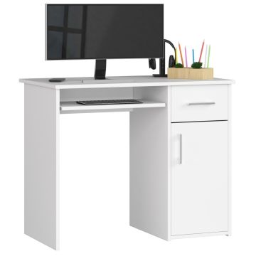 Письменный стол AkordV2 PIN, 1 ящик, Белый, 90 × 74 × 50 см