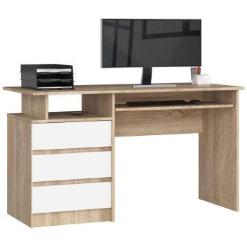 Письменный стол CLP, 3 ящика, коричневый и белый, 135 × 77 × 60 см