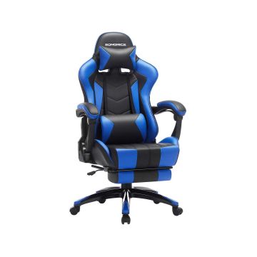Игровое кресло с подставкой для ног, черное/синее RCG026B01