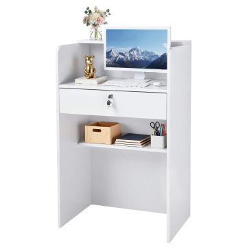 Vastaanottotiski VEVOR DX0202-C250357D-01, 1 laatikko, Valkoinen, 60 × 96 × 40 cm