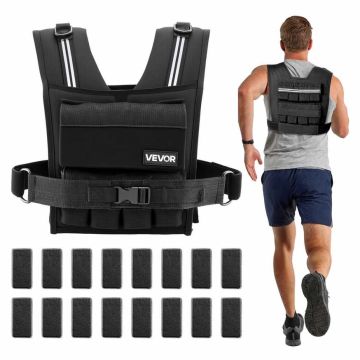 Säädettävä painoliivi VEVOR JS-VEST007, 16 painoa, Musta, 410 × 340 × 100 mm