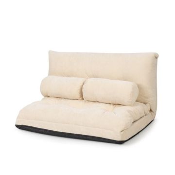 Adjustable height floor sofa with 6 backrest positions, beige