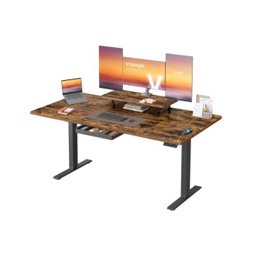 Reguliuojamo aukščio rašomasis stalas VASAGLE LSD156KD01, su stalčiumi, 160 × 80 × 72–120 cm
