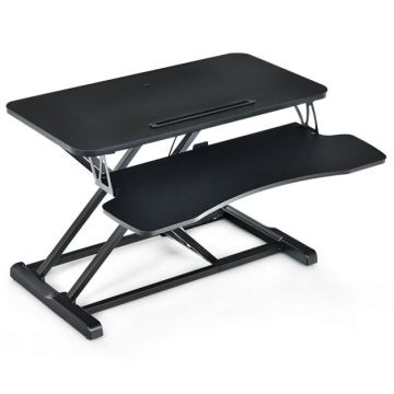 Adjustable height standing desk lift kit, 80x64 cm, brown/black