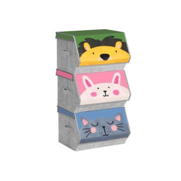 Набор из 3 тканевых коробок с крышками для детей