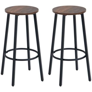 Setti 2 kpl Homcom baarijakkaraa 42x42x65cm, musta/ruskea