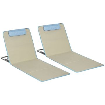 2 aurinkotuolin setti Outsunny 85x53x50cm., beige/sininen