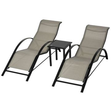2 aurinkotuolin setti pöydällä Outsunny, harmaa/musta