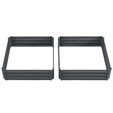 Комплект из 2 приподнятых грядок Outsunny 100x100x30 см, темно-серый.