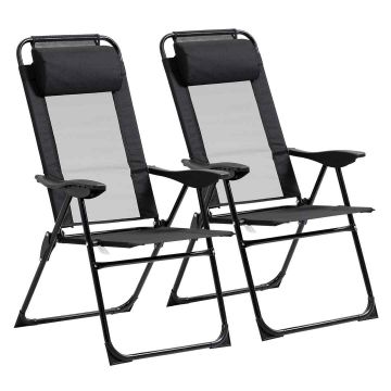 2 puutarhatuolin setti Outsunny 62x70x109cm., musta/harmaa